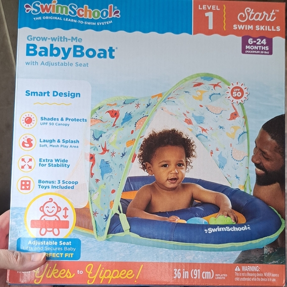 Grow With Me BABY BOAT Floatie W/Umbrella Adjustable Level 1 --- 6-24 Months - Picture 2 of 2
